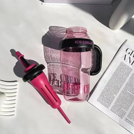 Water Bottle with Handle and Straw